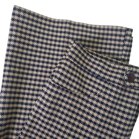 Vintage Wendy Winter Houndstooth Pants 10 Navy Blue Beige Check 70s‎ - Picture 1 of 9